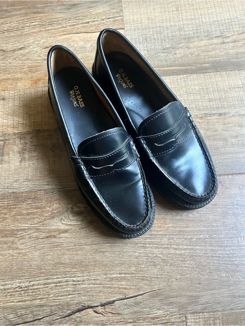 G.H. Bass & Co. Black Leather Super Lug Weejuns for Women
